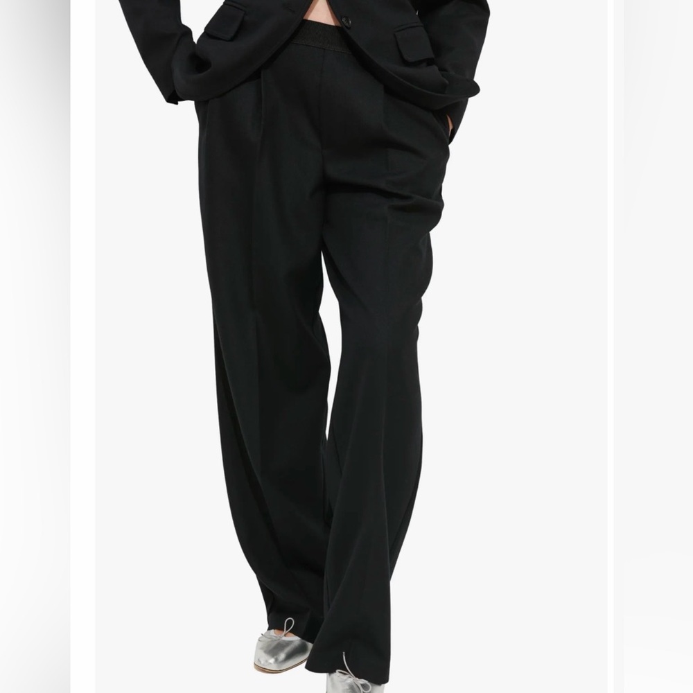 Alex Mill Primrose Black Wool Pleated Wide Leg Trousers Pants Size 2 NWT